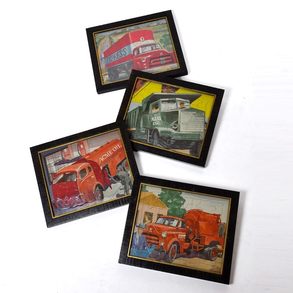 Vintage SIFO Toys 1954 Trucks Framed Puzzle Set - Picture 4 of 16